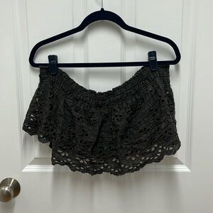 Free People Brown Eyelet Off‎ the Shoulder Top